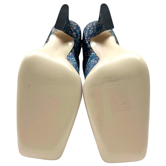 FENDI FFreedom 105mm Square Toe Ankle Boots EU 38 US 8 Floral Jacquard Navy Gold - Picture 7 of 13